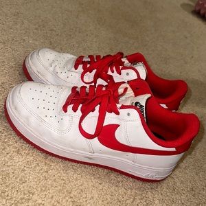 CUSTOM red bottom airforces. Size 9